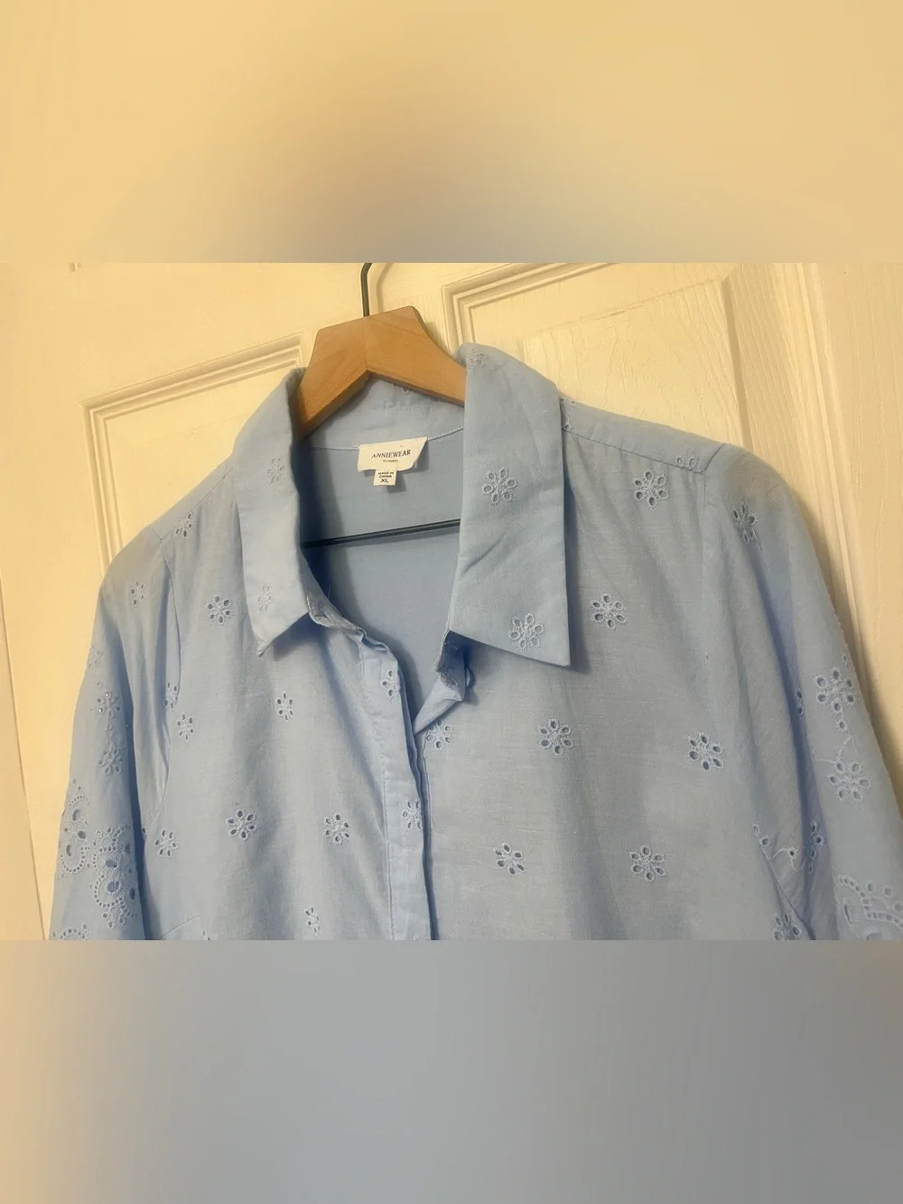 Anniewear Boutique Sky Blue Lined Baby Doll Eyelet Dress Size XL NWT - Picture 3 of 11